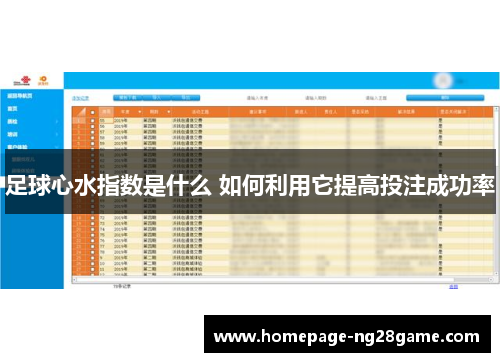足球心水指数是什么 如何利用它提高投注成功率